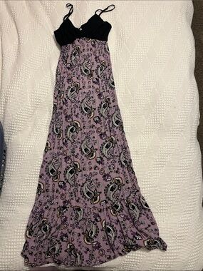 Kismet Black & Lavender Paisley Maxi Dress